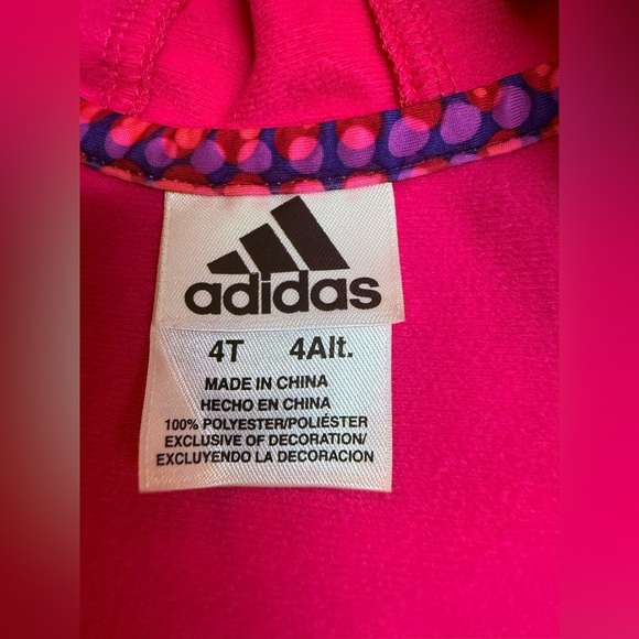 Adidas Vibrant Pink Hoodie with Patterned Trim - Picture 5 of 6